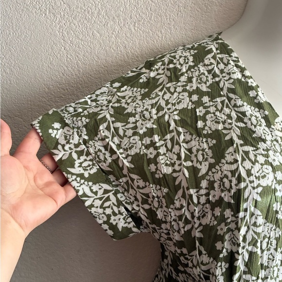 Papillon Wrap Green and White Ruffled Midi Dress S - Picture 6 of 16